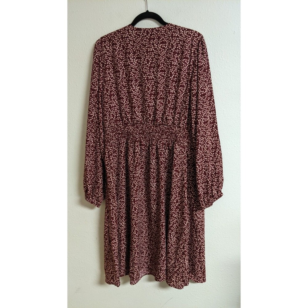 Draper James RSVP Ditsy Floral Burgundy/White Smocked Waist A-Line Dress 2X - Picture 11 of 16